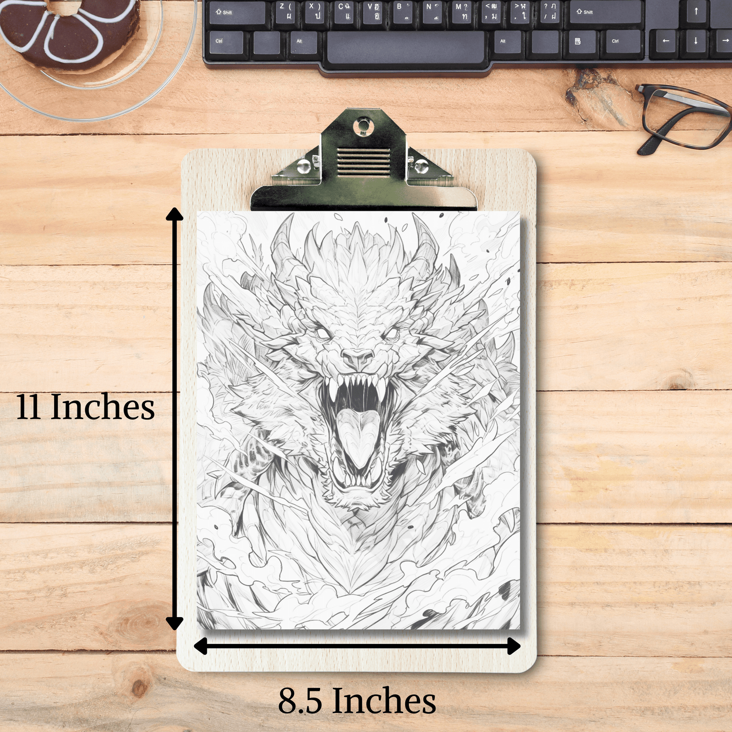 Realistic Dragon Coloring Book 1: Dragon Print Out Size Demo