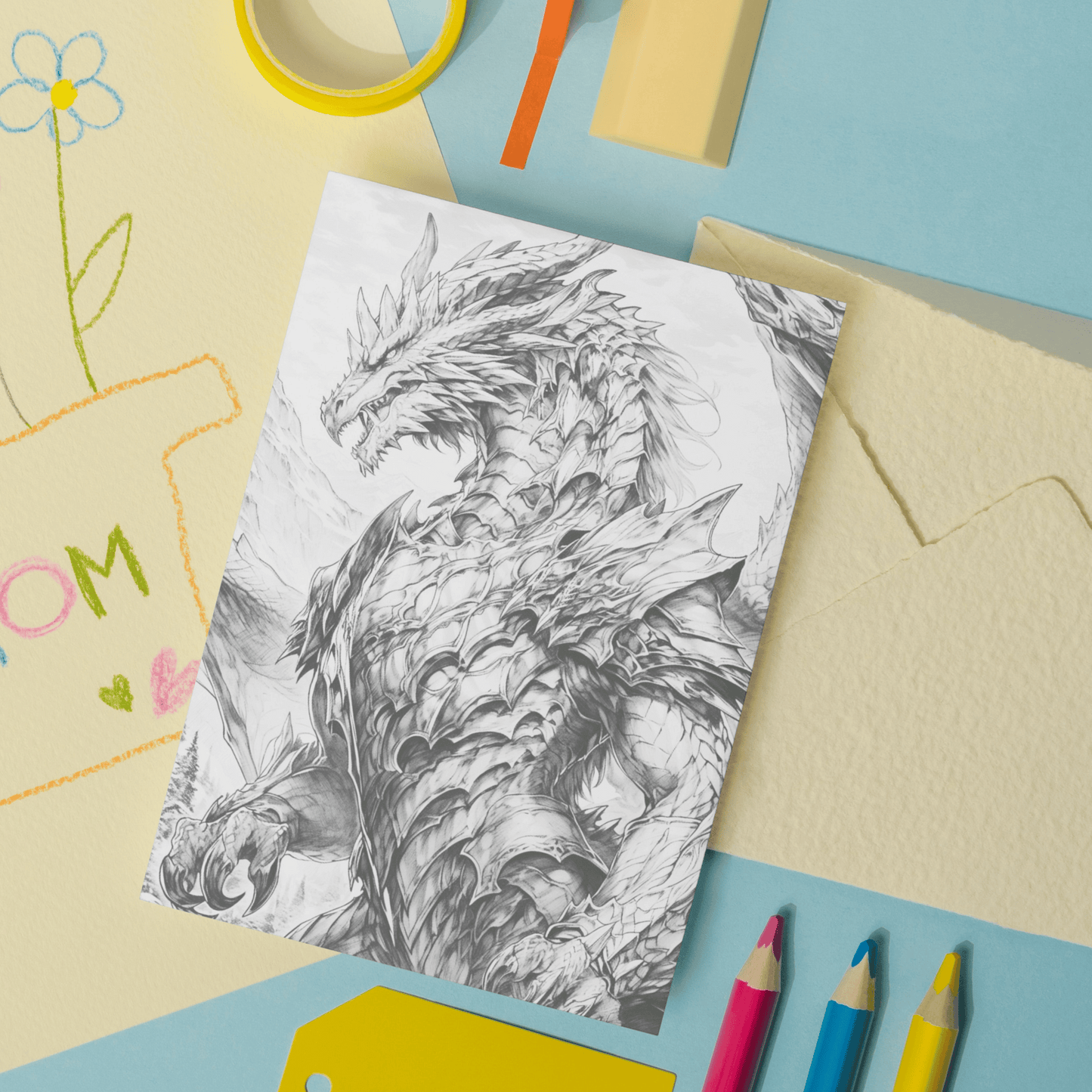 Realistic Dragon Coloring Book 1: Dragon Print Out Demo