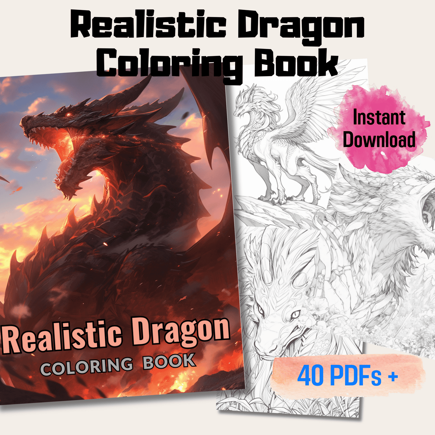Realistic Dragon Coloring Book 1: Dragons