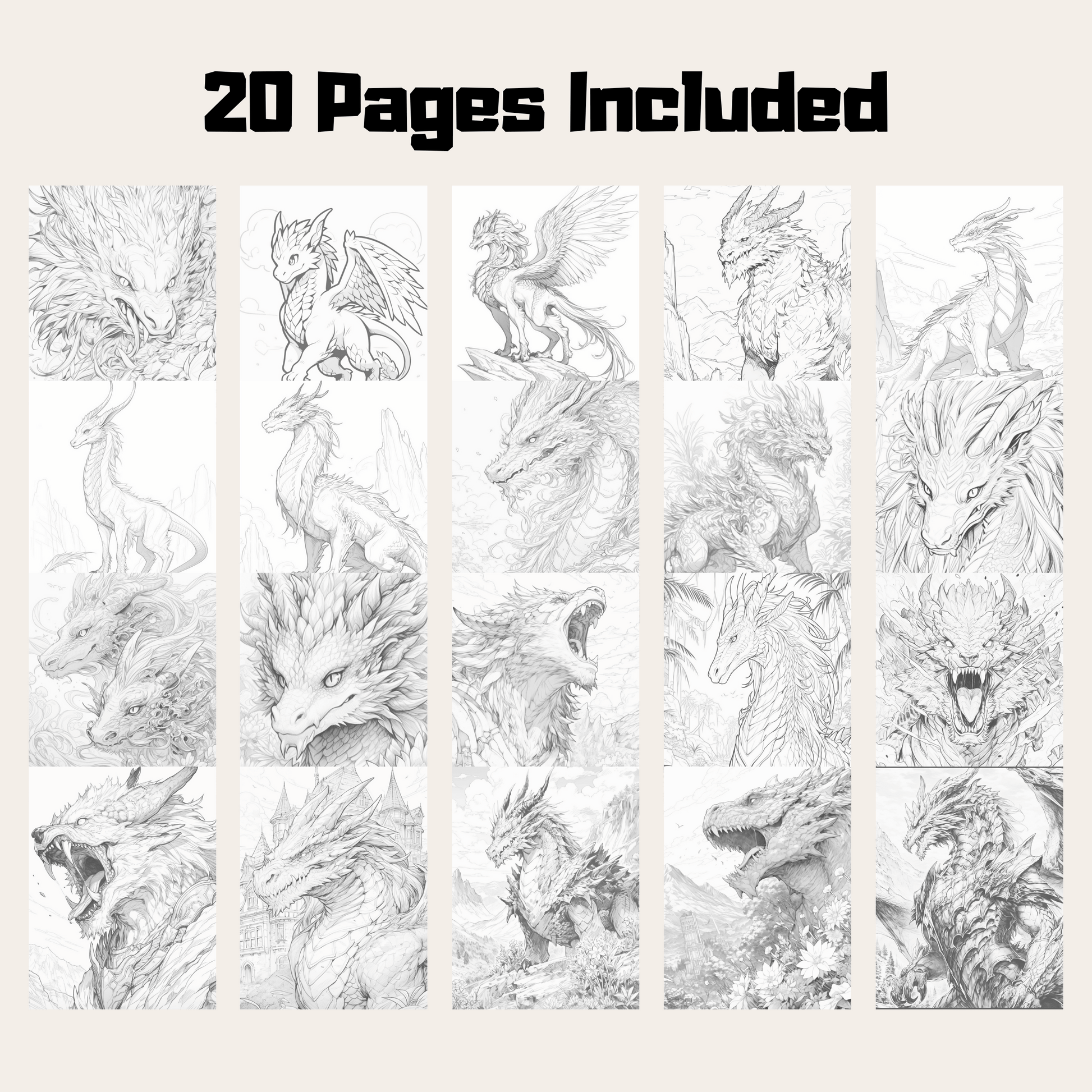 Realistic Dragon Coloring Book 1: Dragons 20 Pages Included