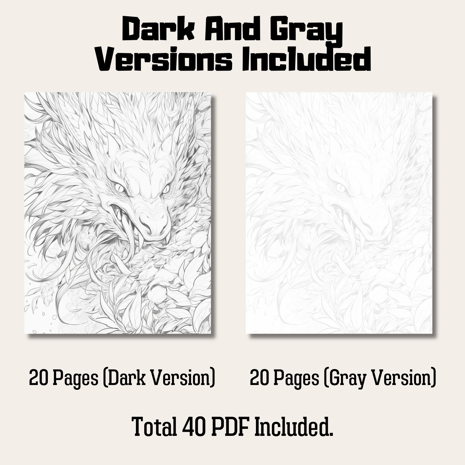 Realistic Dragon Coloring Book 1: Dragon Dark And Gray Versions Demo