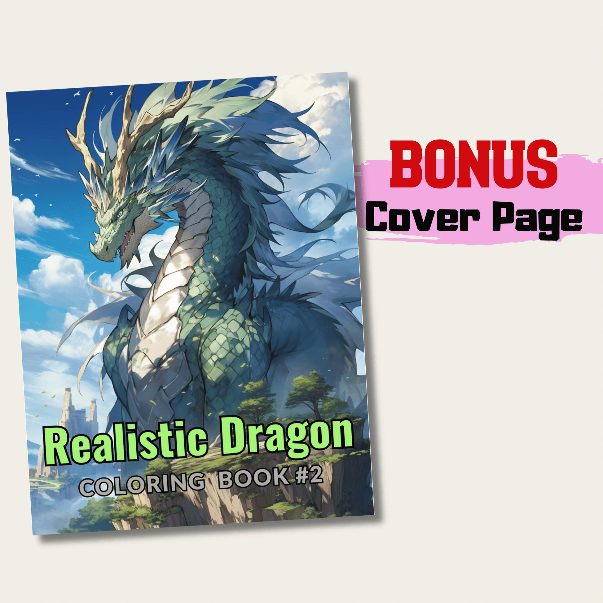 Realistic Dragon Coloring Book 2: Dragon Cover Page