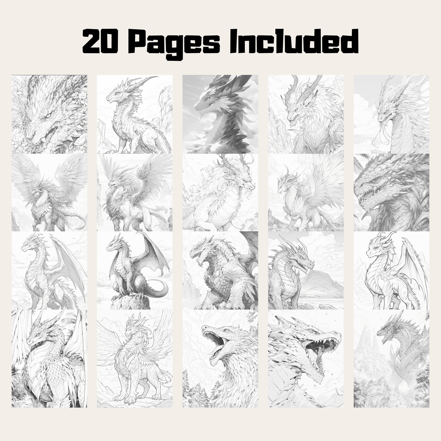 Realistic Dragon Coloring Book 2: Dragons 20 Pages Included