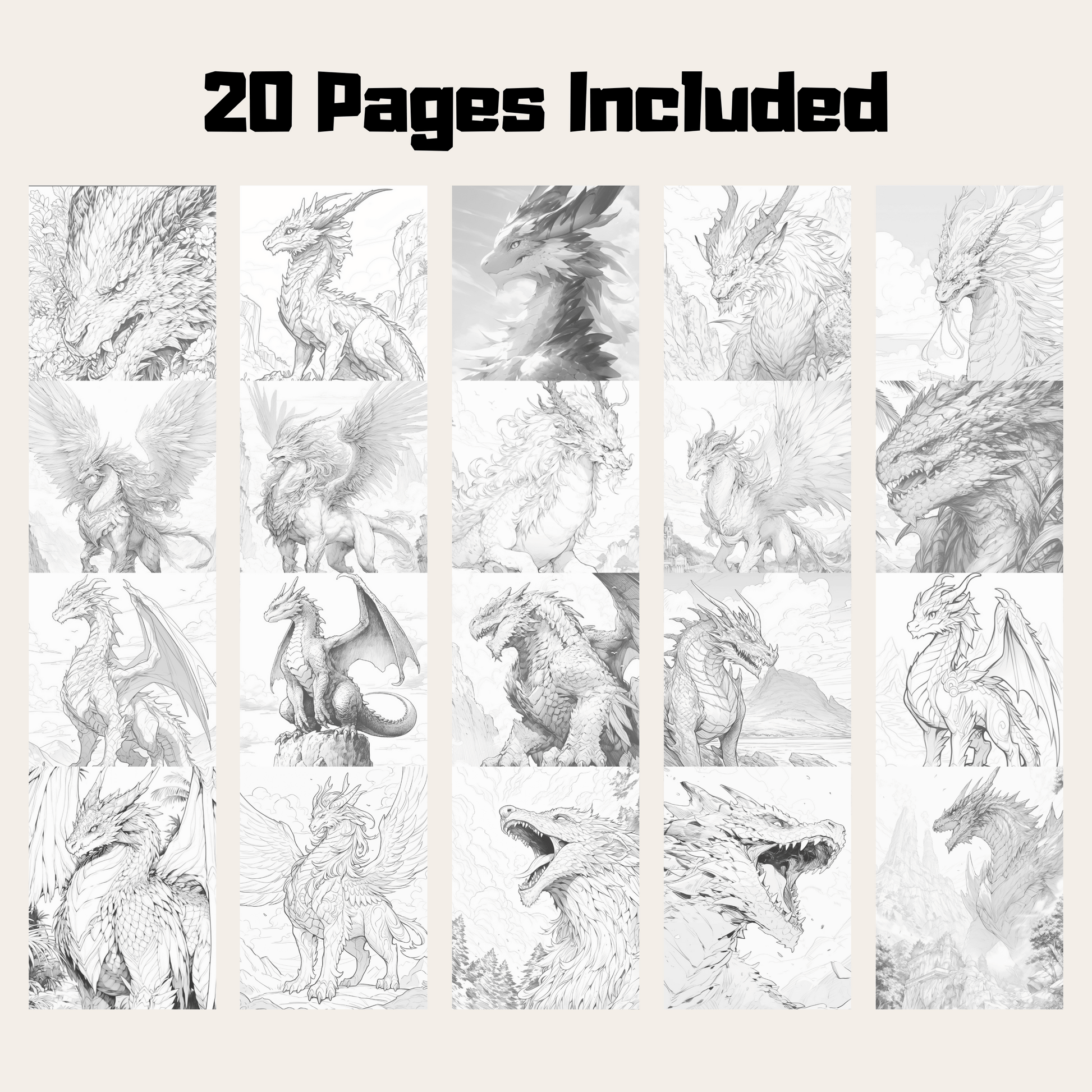 Realistic Dragon Coloring Book 2: Dragons 20 Pages Included