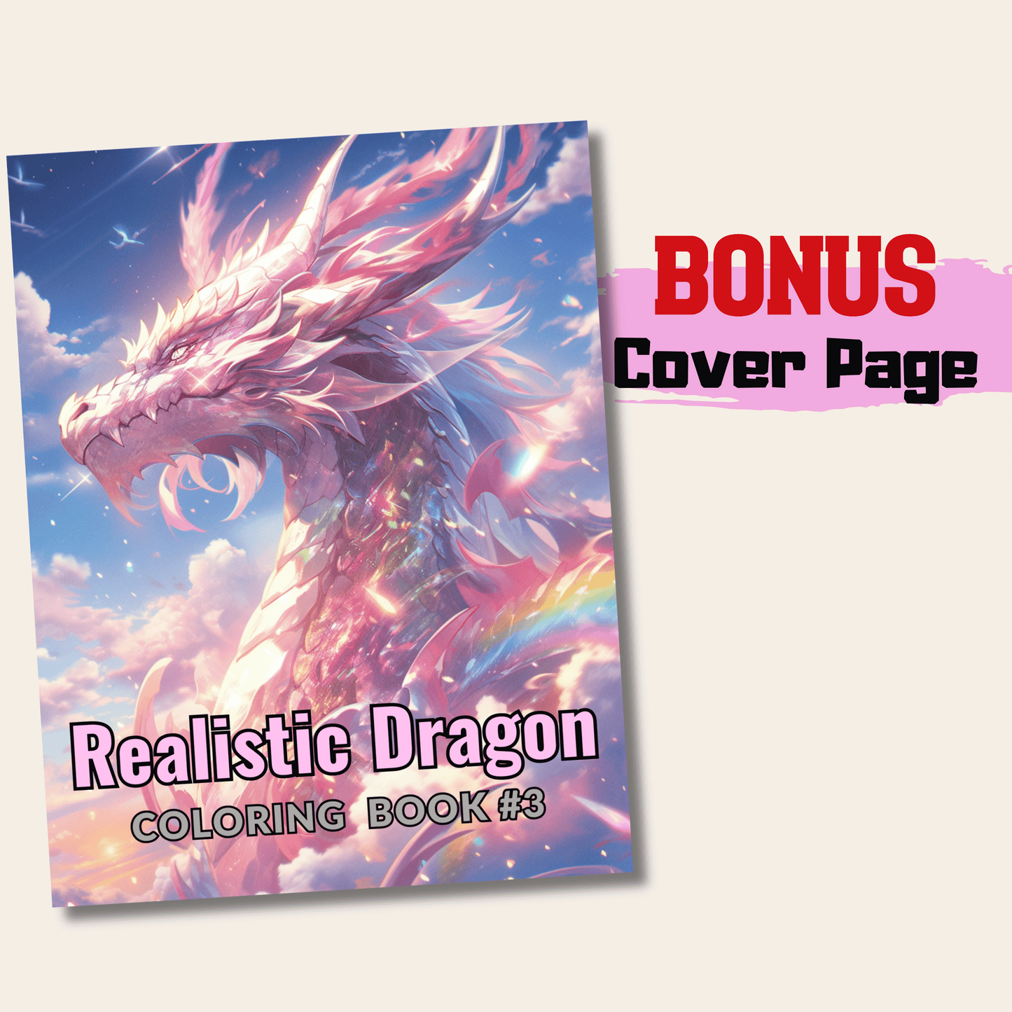 Realistic Dragon Coloring Book 3: Dragon Cover Page