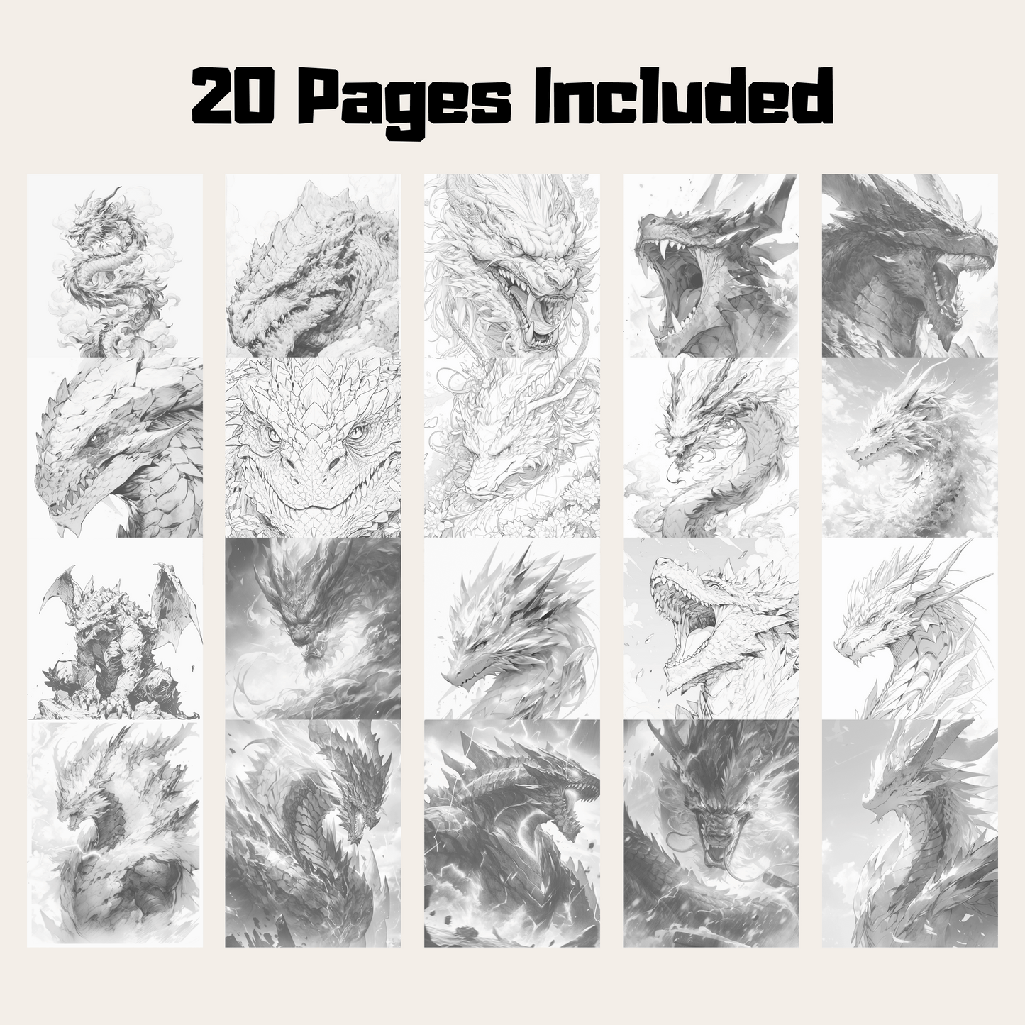 Realistic Dragon Coloring Book 3: Dragons 20 Pages Included