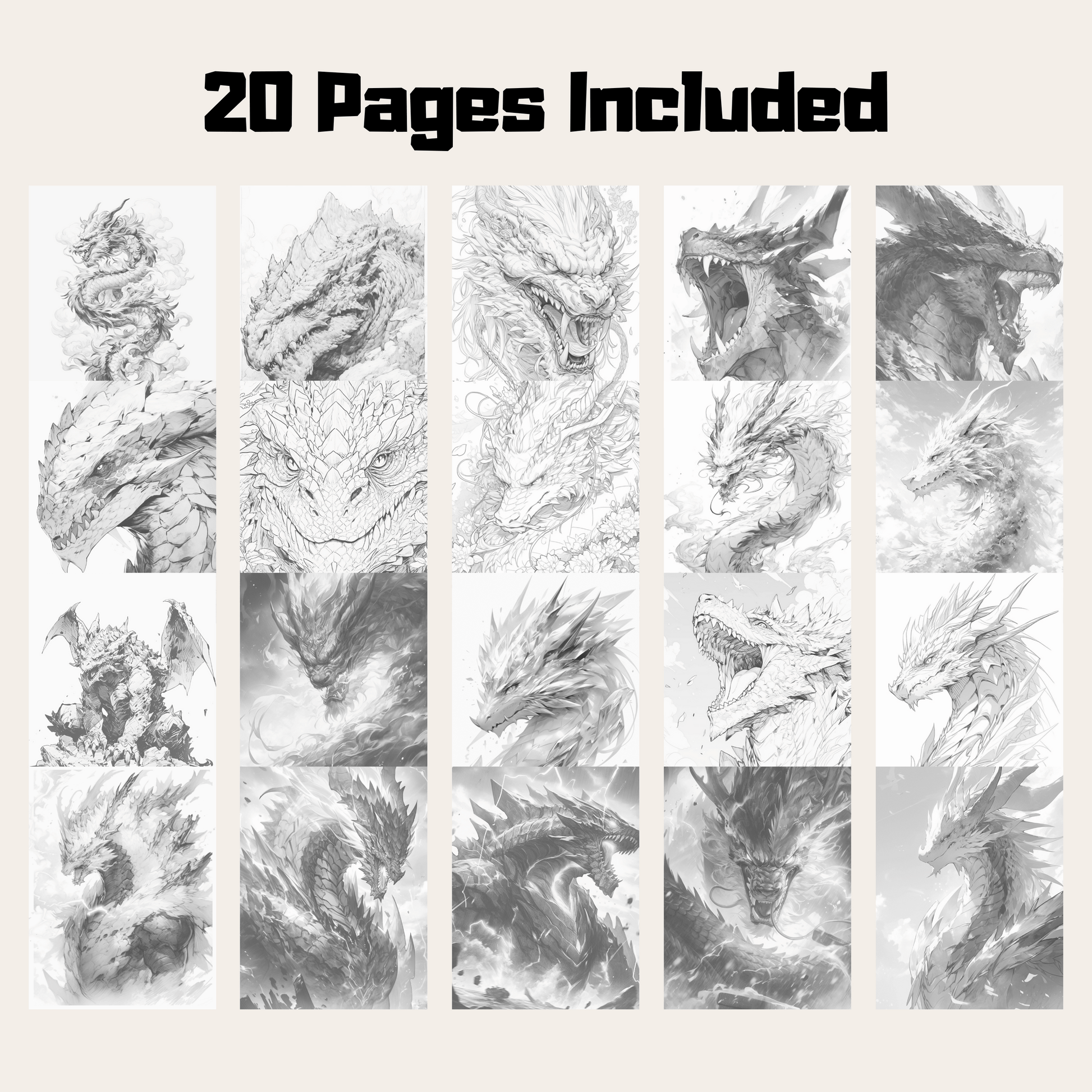 Realistic Dragon Coloring Book 3: Dragons 20 Pages Included