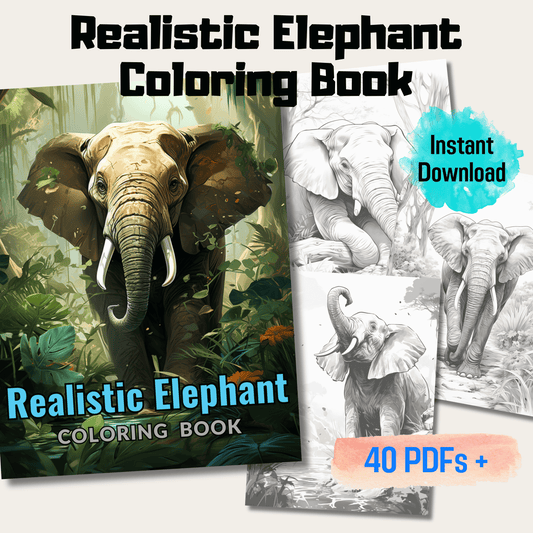 Realistic Elephant Coloring Book 1: Elephants