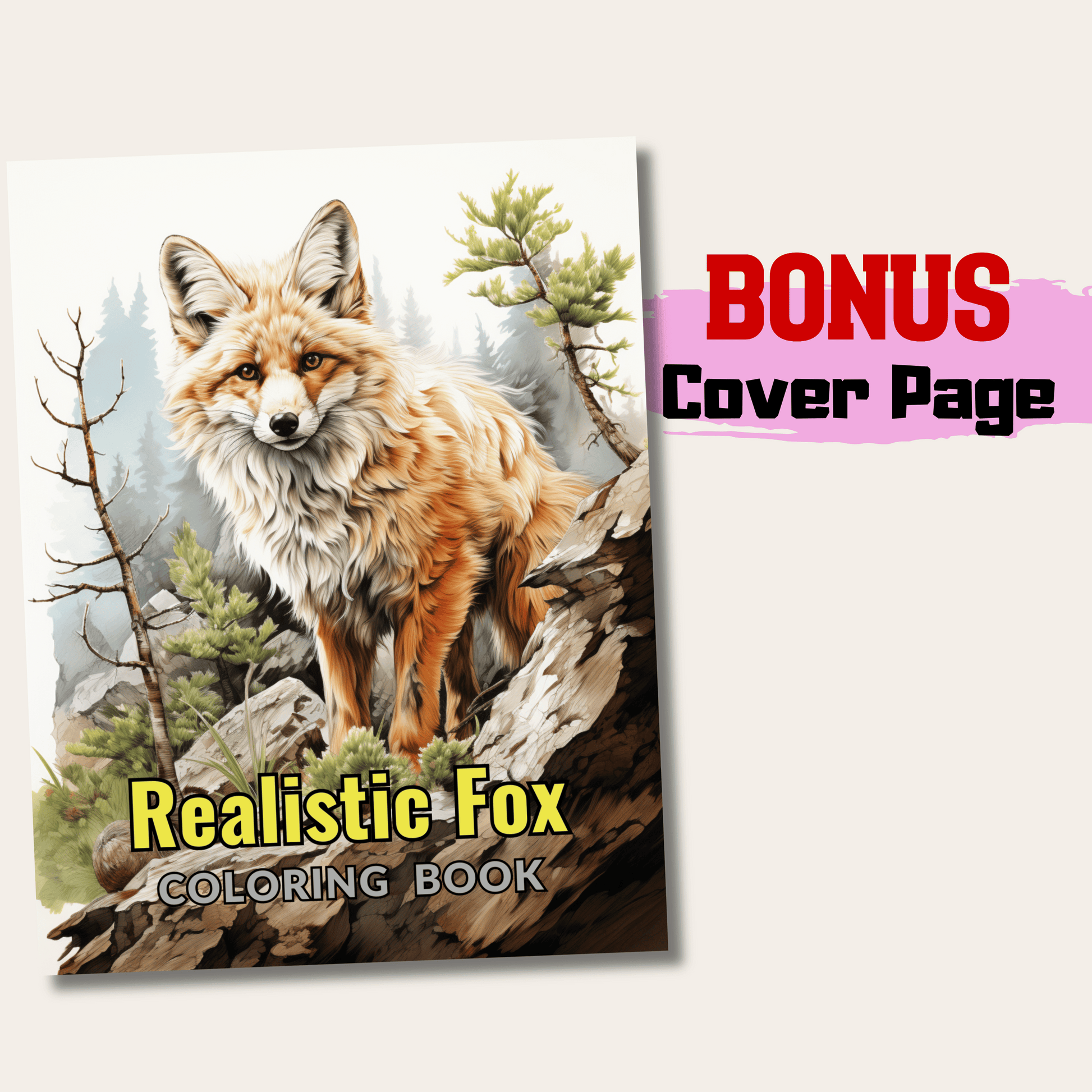 Realistic Fox Coloring Book 1: Fox Cover Page