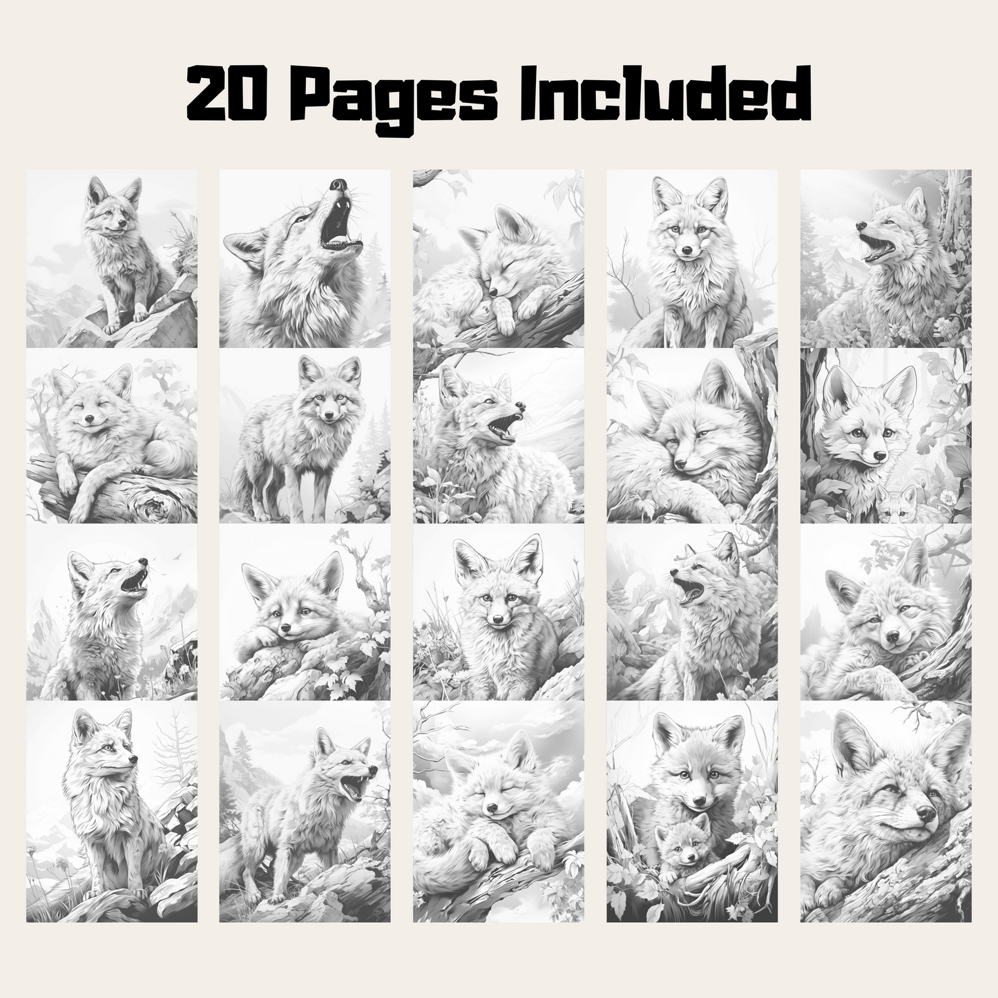 Realistic Fox Coloring Book 1: Foxes 20 Pages Included