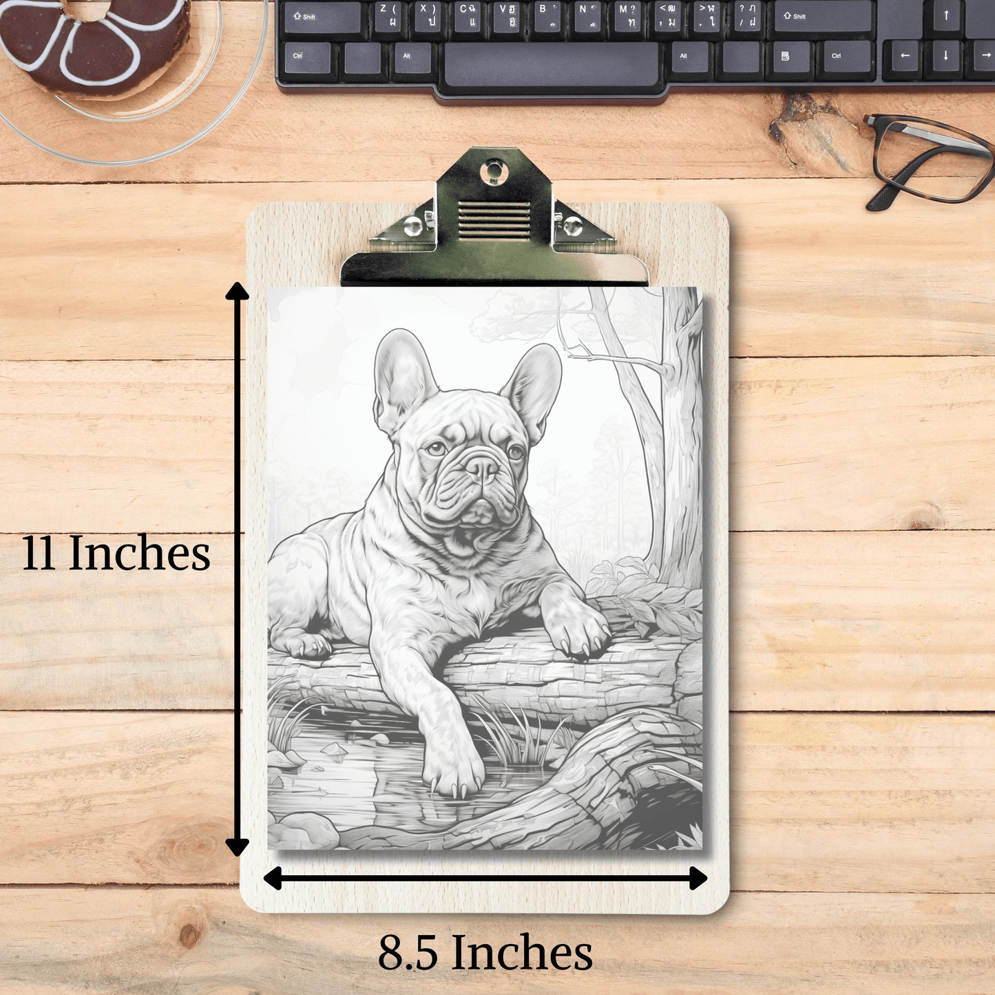 Realistic French Bulldog Coloring Book, Bulldog Grayscale Coloring Pages