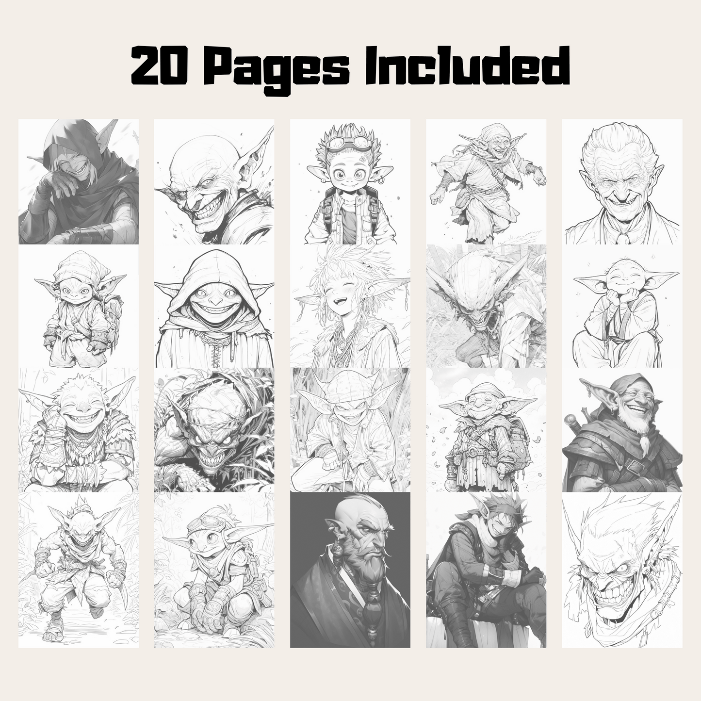 Realistic Goblin Coloring Book 1: Goblins 20 Pages Included