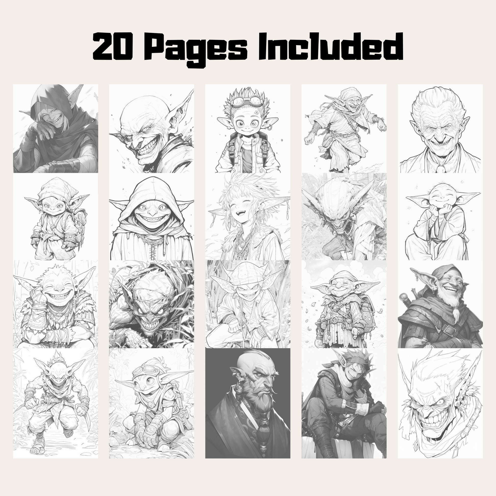 Realistic Goblin Coloring Book 1: Goblins 20 Pages Included