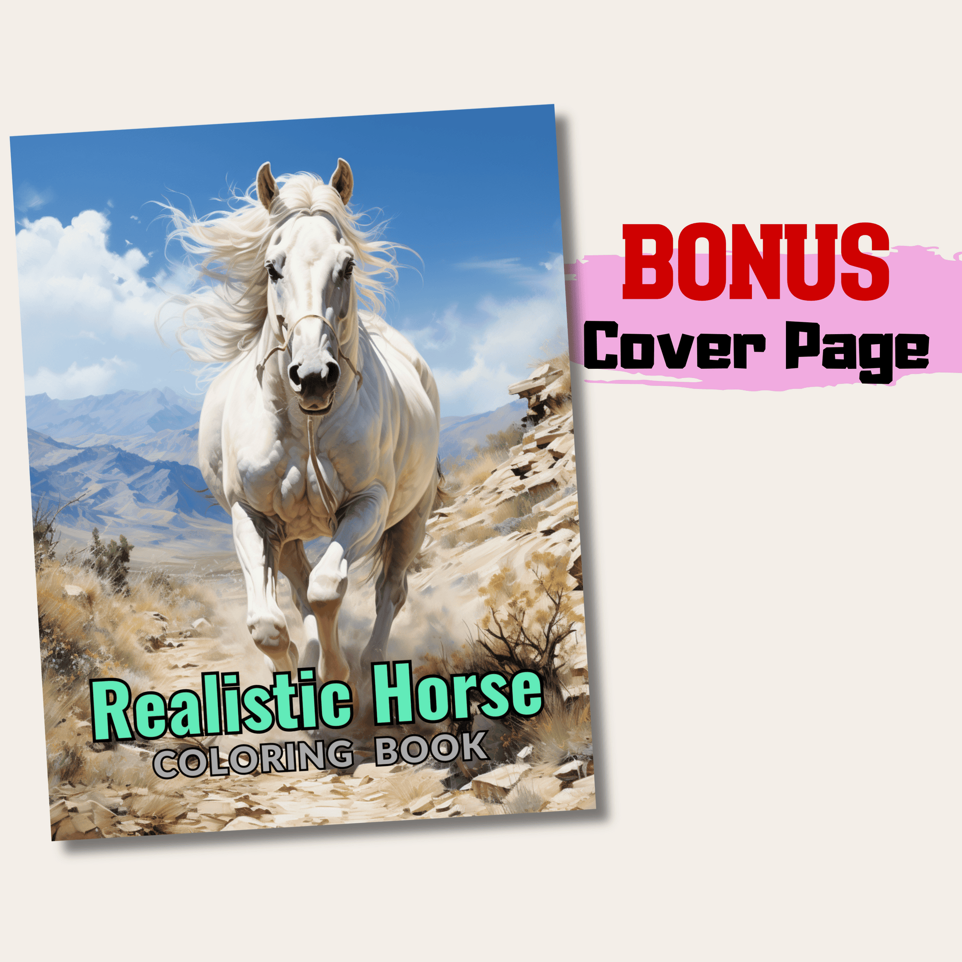 Realistic Horse Coloring Book 1: Horse Cover Page