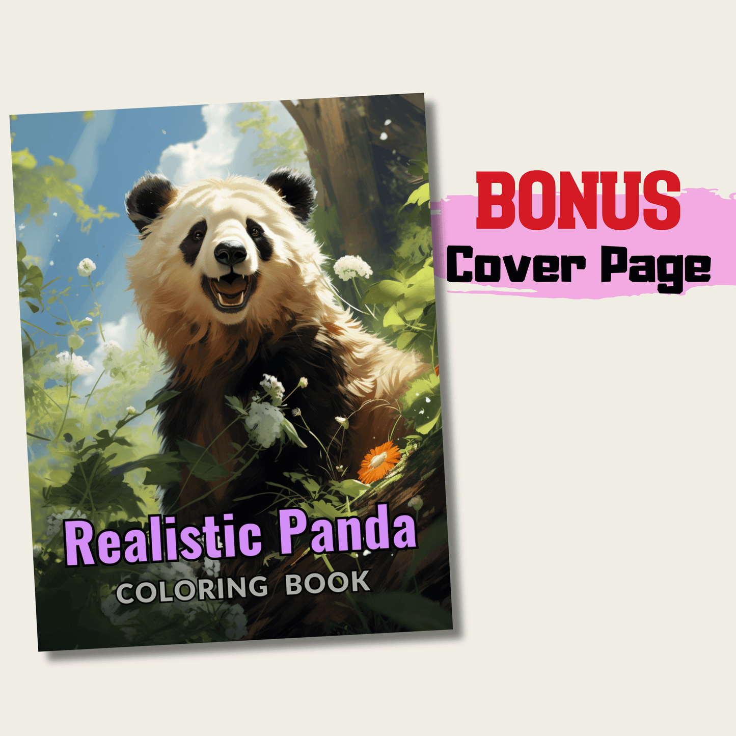 Realistic Panda Coloring Book 1: Panda Cover Page