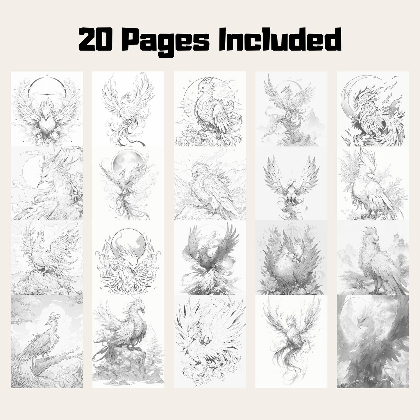 Realistic Phoenix Coloring Book 1: Phoenix 20 Pages Included