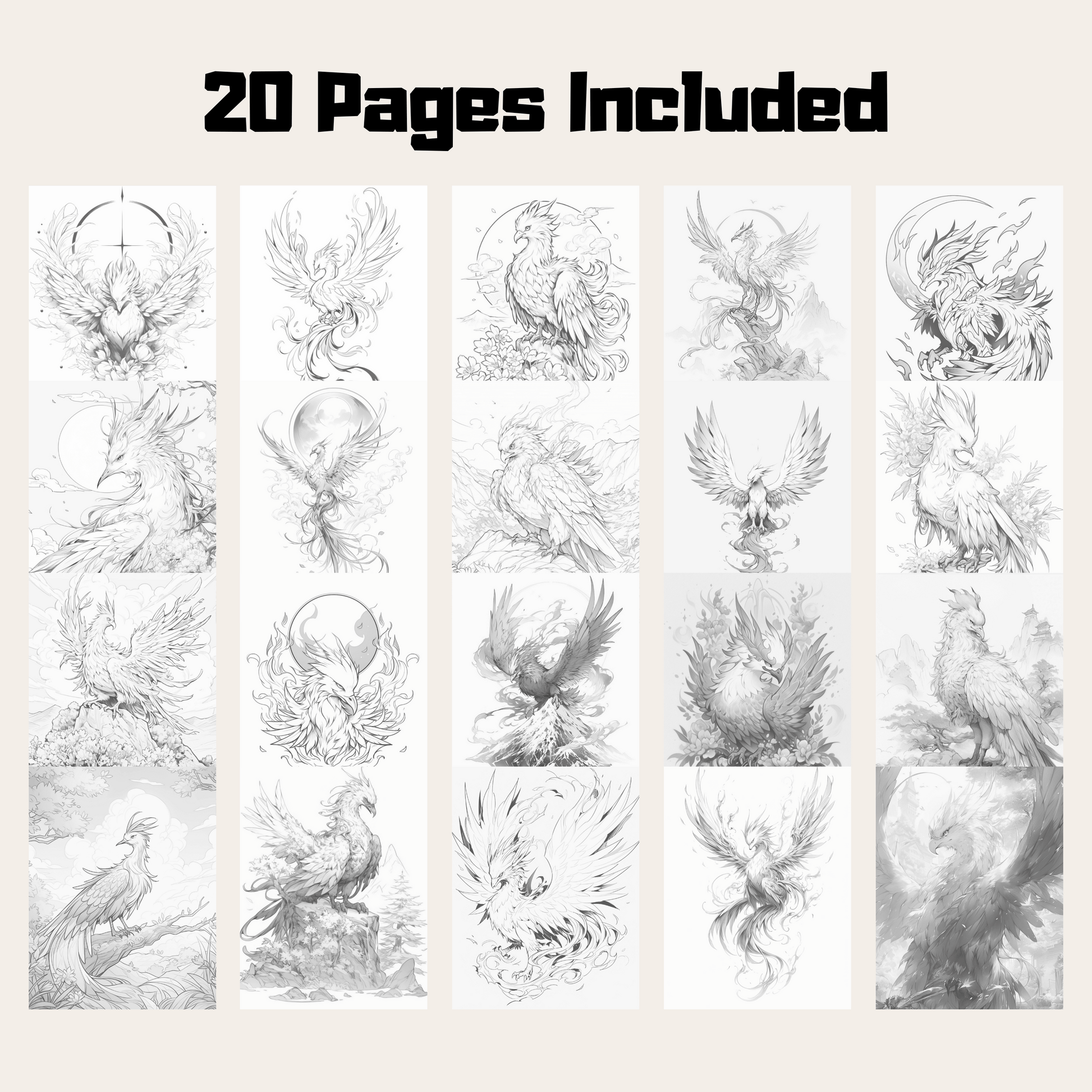 Realistic Phoenix Coloring Book 1: Phoenix 20 Pages Included