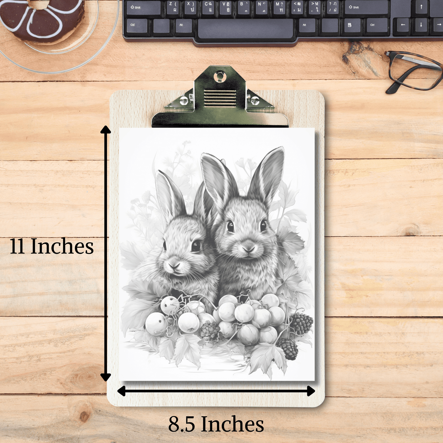 Realistic Rabbit Coloring Book 1: Rabbit Print Out Size Demo