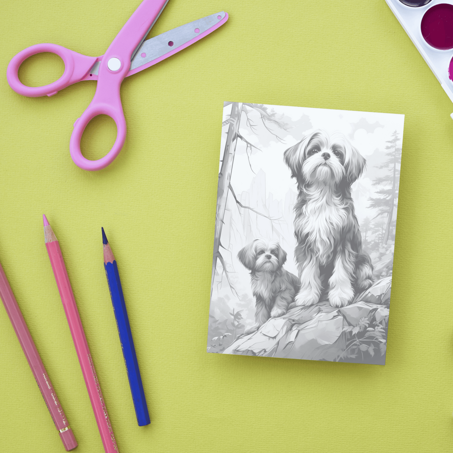 Realistic Shih Tzu Coloring Book, Shih Tzu Grayscale Coloring 20 Pages for Adults and Kids