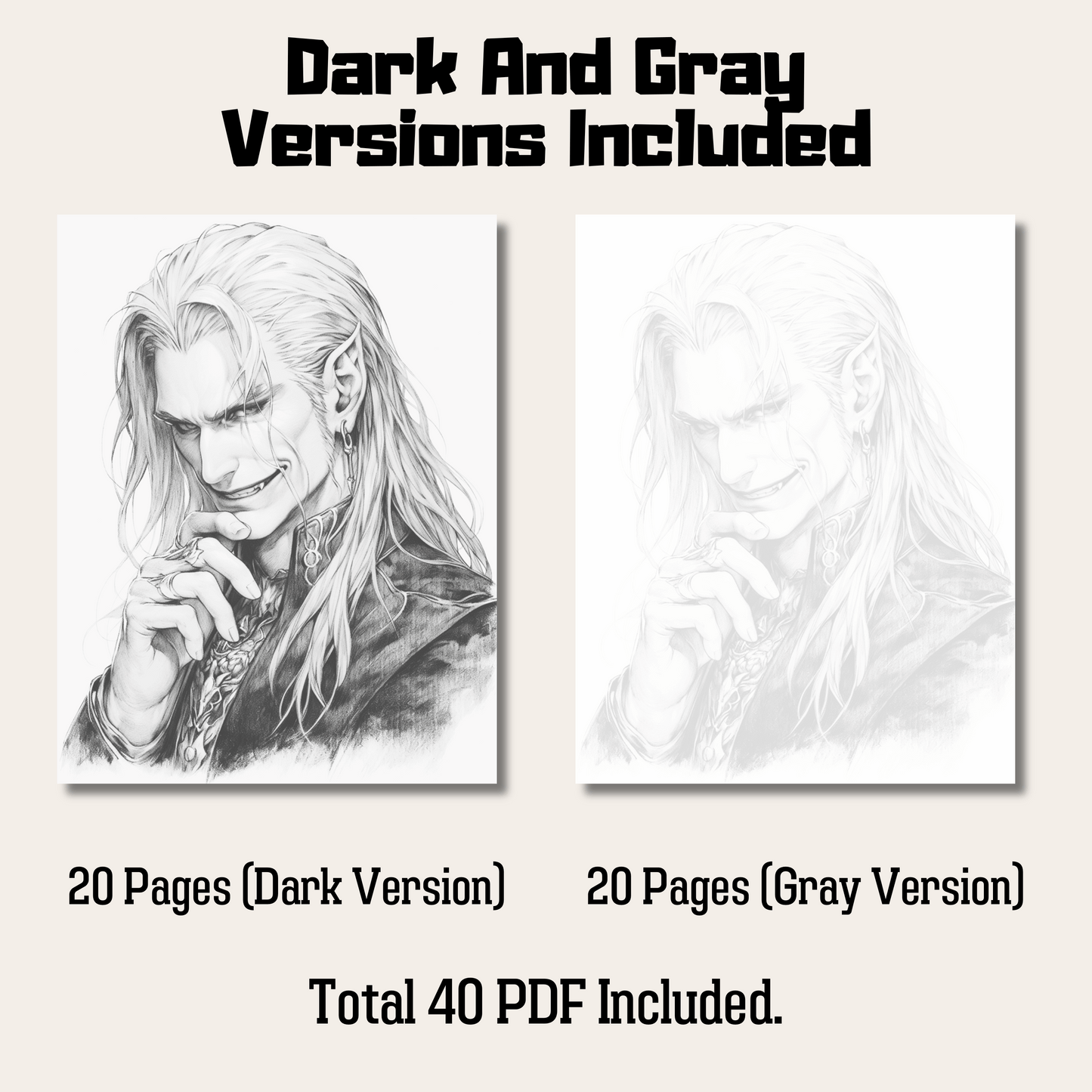 Realistic Vampire Coloring Book 1: Vampire Dark And Gray Versions Demo