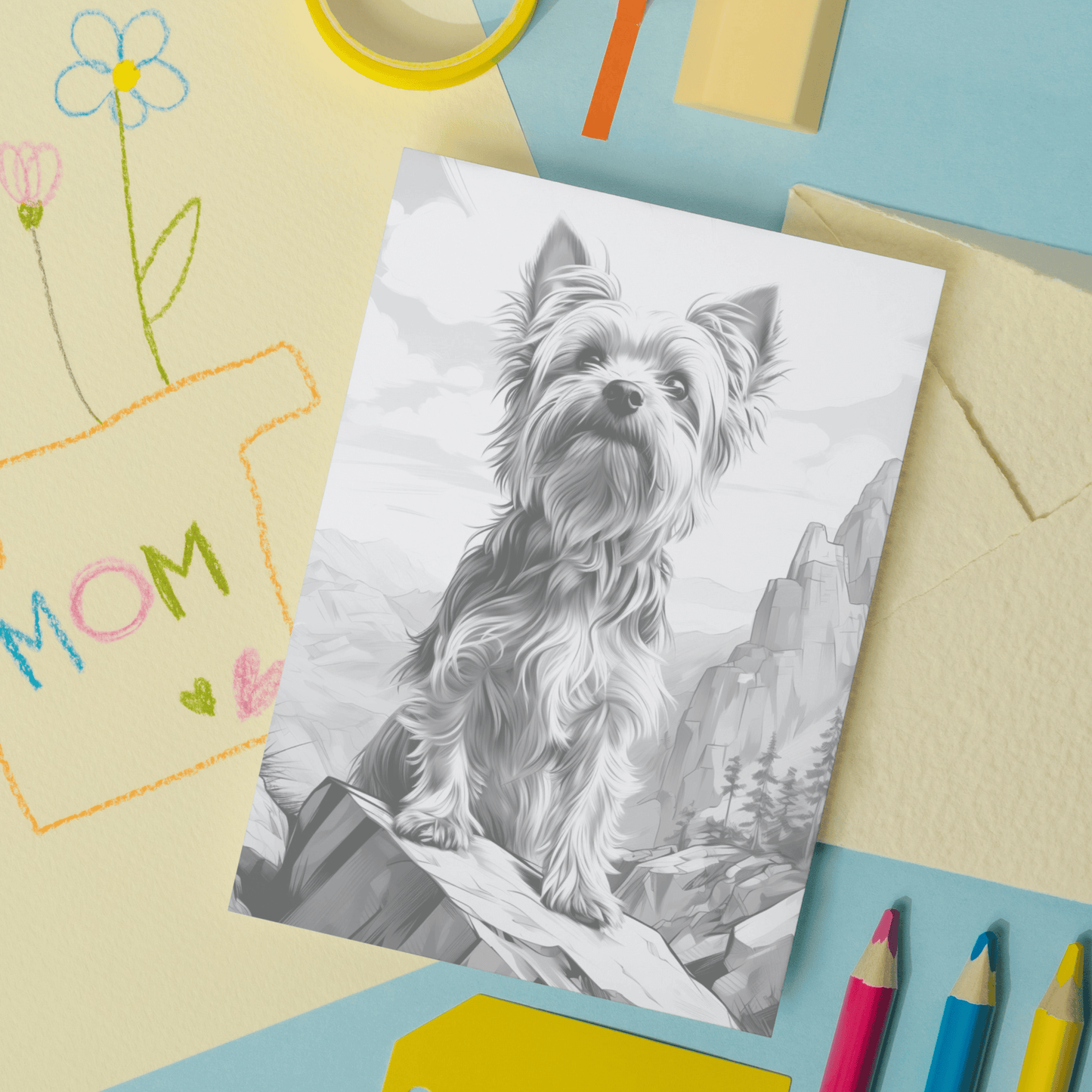 Realistic Yorkshire Terrier Coloring Book, 20 Yorkshire Terrier Grayscale Coloring Pages PDF