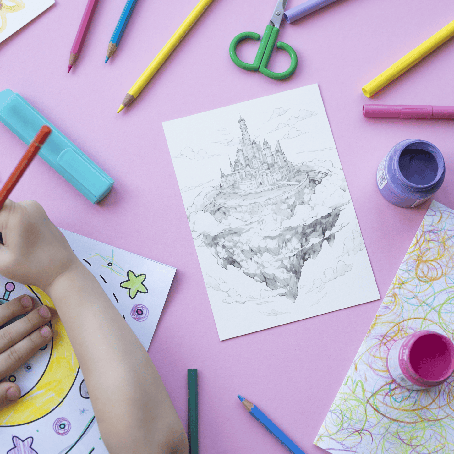 20 Pages Sky Castle Coloring Book, 20 Engaging Pages for Creativity Ignition