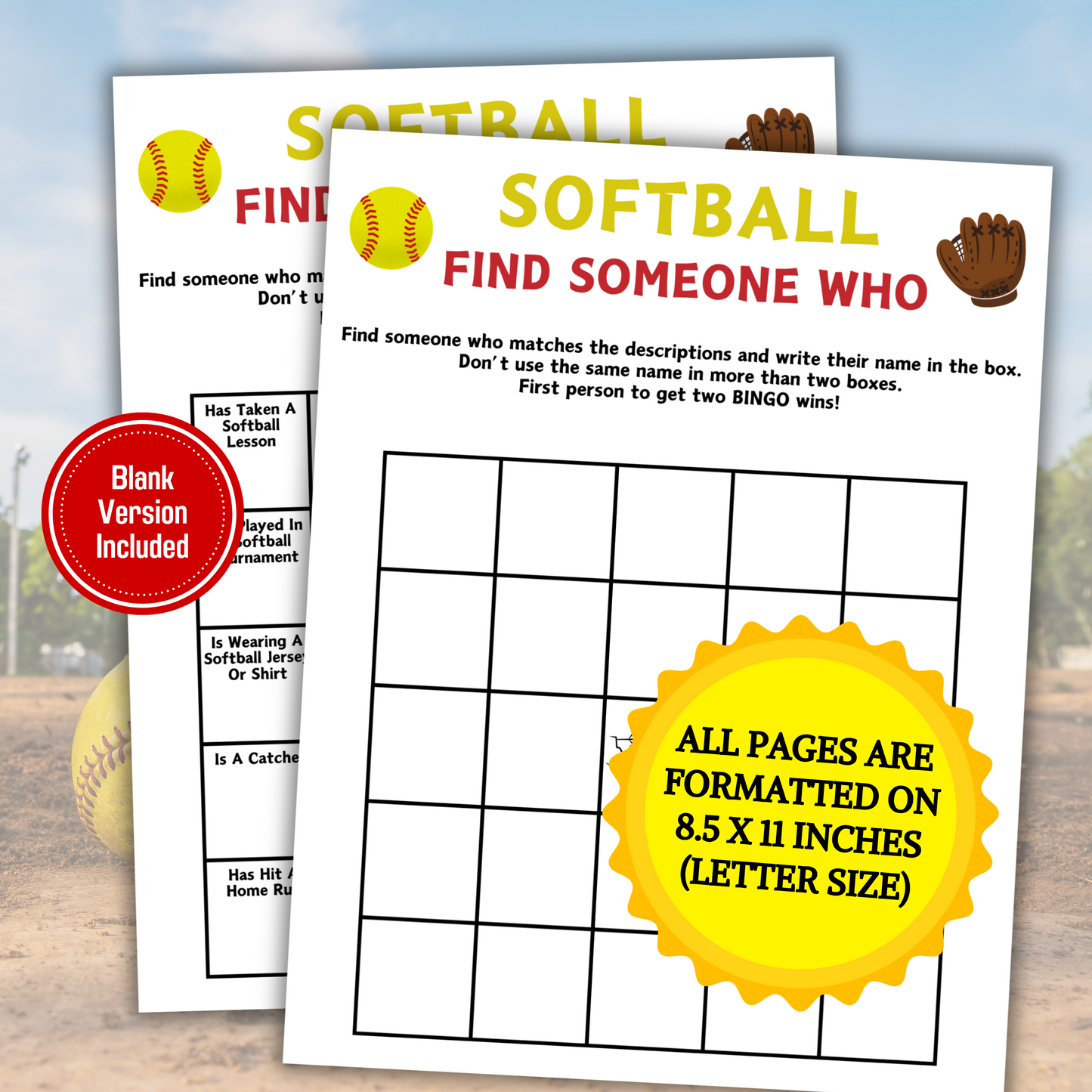 Softball Find Someone Who Game | Printable Softball Find The Guest Bingo