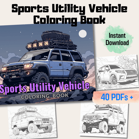 Sports Utility Vehicle Coloring Book, Fun and Educational SUV Coloring Pages