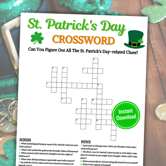St. Patrick's Day Crossword Game | Printable St. Patrick's Day Party Crossword Puzzle