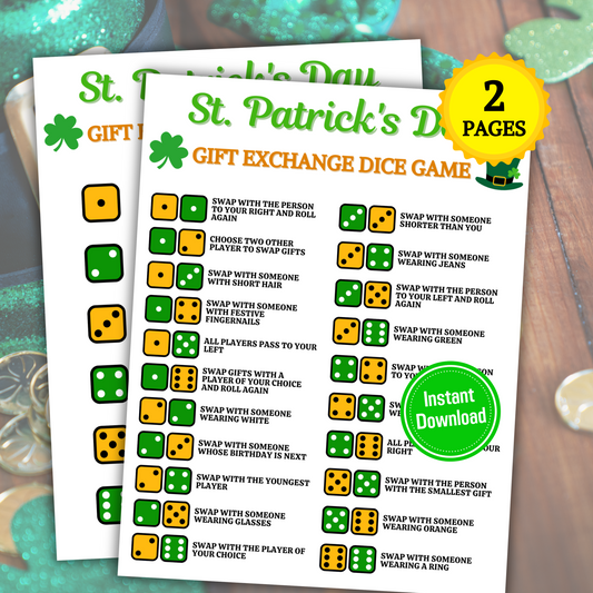 St. Patrick's Day Gift Exchange Dice Game | Printable St. Patty's Gift Swap Game