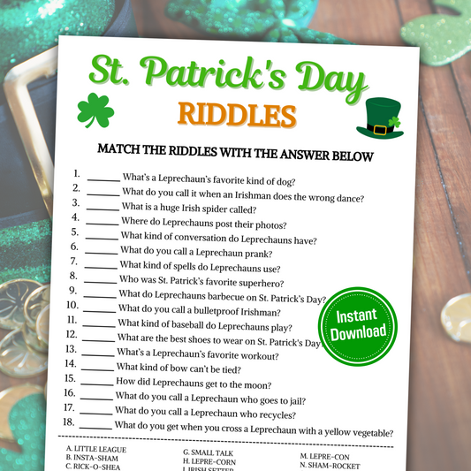 St. Patrick's Day Riddles Game | St. Patrick's Day Party Riddle Me This Game