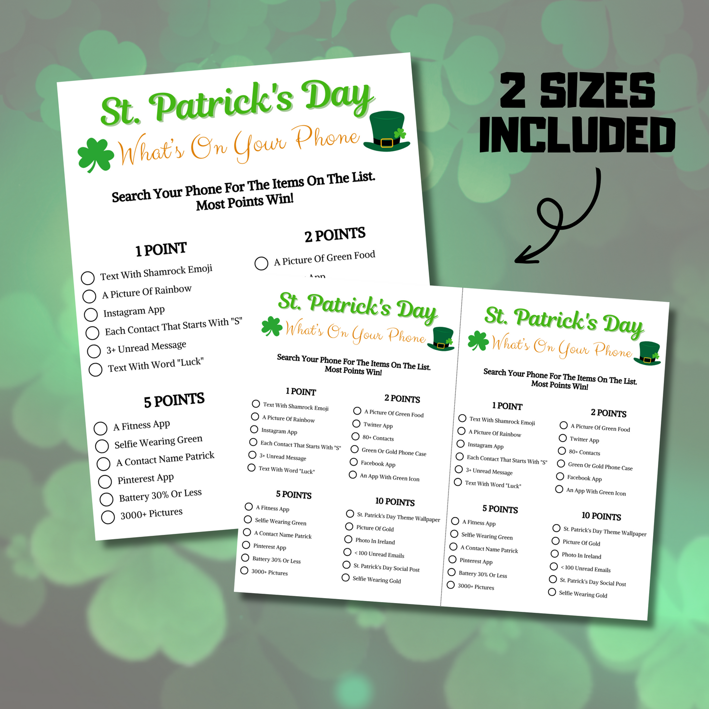 St. Patrick's Day What's On Your Phone Game | Printable St. Patty's Phone Match Game