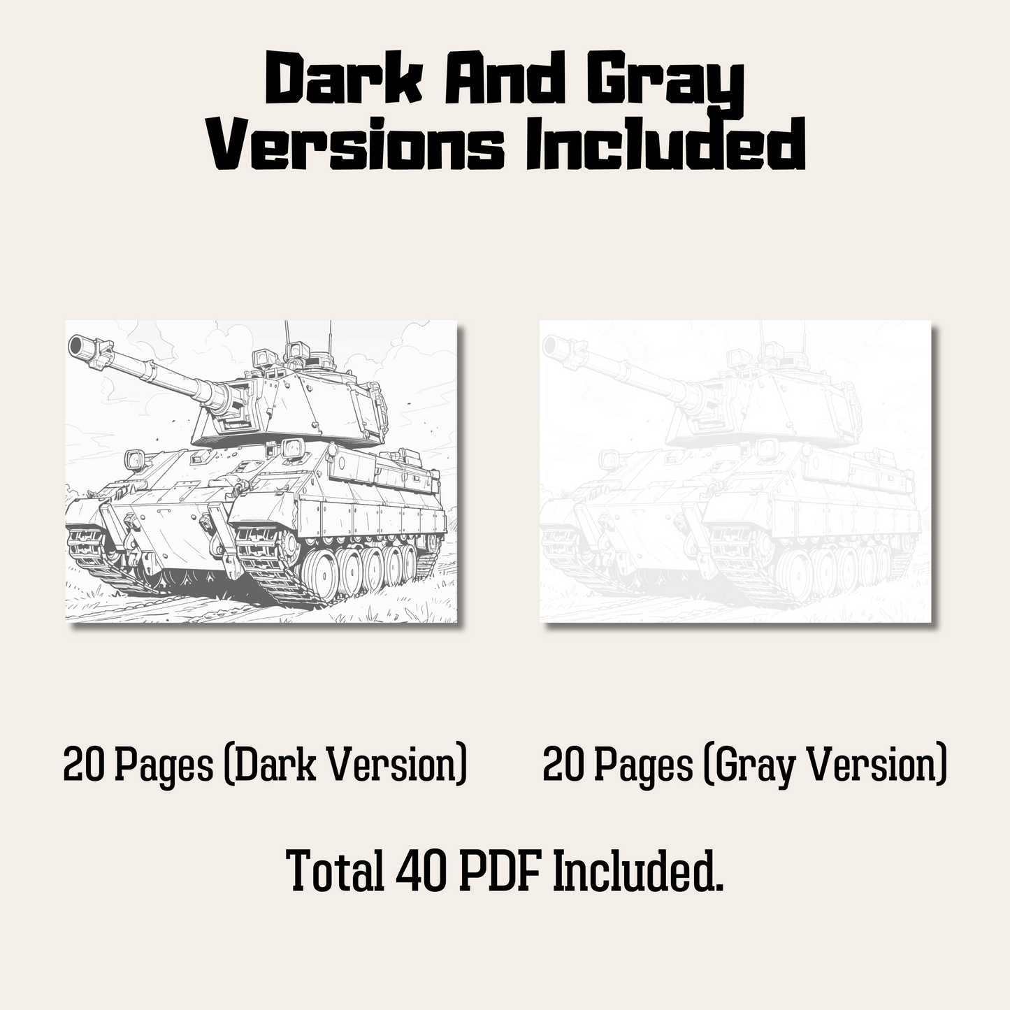 Tank Coloring Book, 20 Pages of Military Vehicle Designs for All Ages