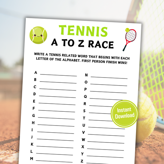 Tennis A To Z Race Game | Printable Tennis Team ABC Race Games