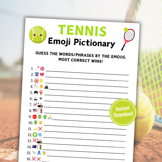 Tennis Emoji Pictionary Game | Printable Tennis Emoji Game