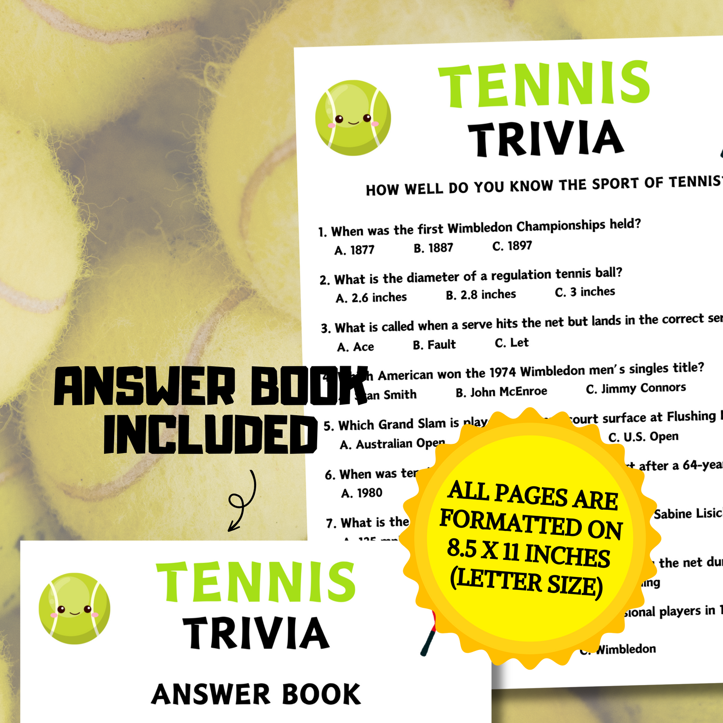 Tennis Games Bundle | Printable Tennis Team Party Game