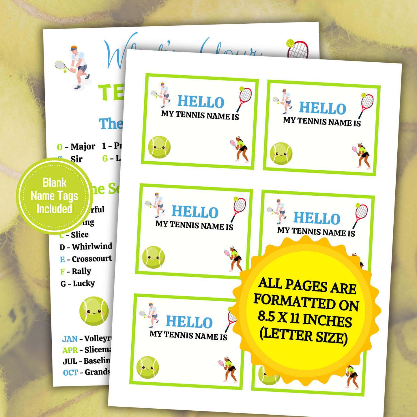 Tennis Games Bundle | Printable Tennis Team Party Game