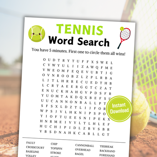Tennis Word Search Game | Tennis Word Find Game