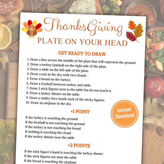 Thanksgiving Plate On Your Head Game | Hilarious Friendsgiving Drawing Game