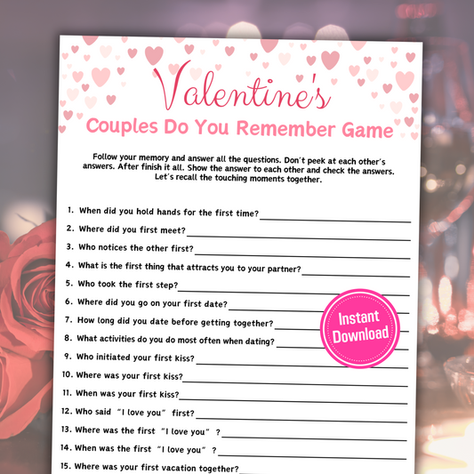 Valentine's Day Do You Remember Game | Couples Memory Quiz Game