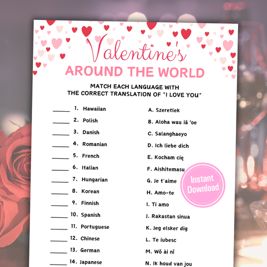 Valentine's Day Around The World Game | Translate I Love You Game