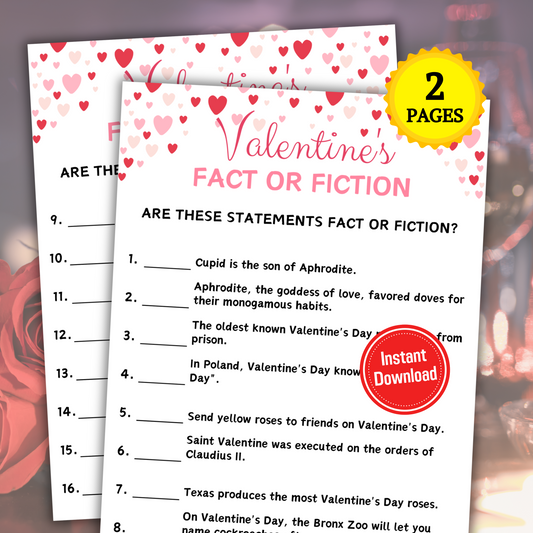 Valentine's Day Fact Or Fiction Game | Valentines Day True Or False Quiz