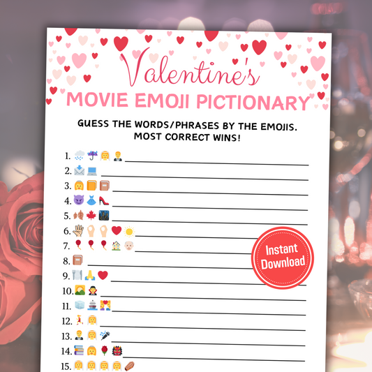 Valentine's Day Movie Emoji Pictionary Game | Valentine's Day Movie Emoji Quiz