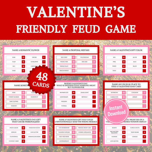 Valentine's Friendly Feud Game | Printable Office Party Valentines Game