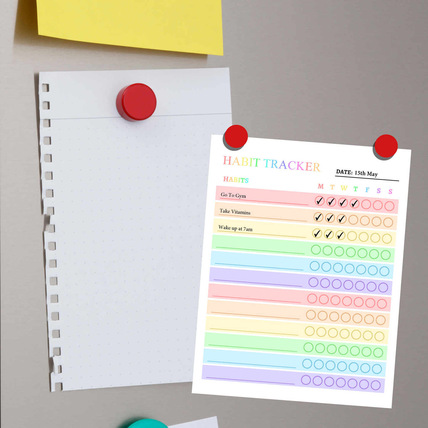 Weekly Habit Tracker 1: Rainbow Color Print Out Demo