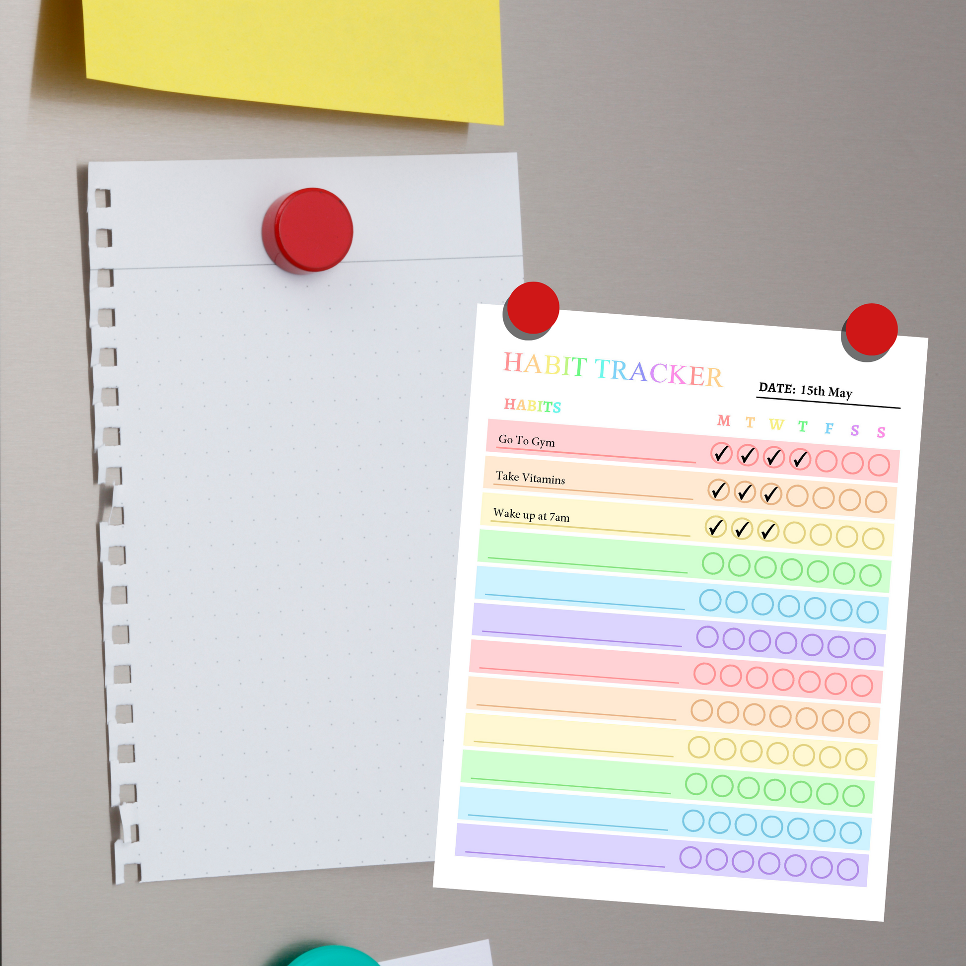 Weekly Habit Tracker 1: Rainbow Color Print Out Demo