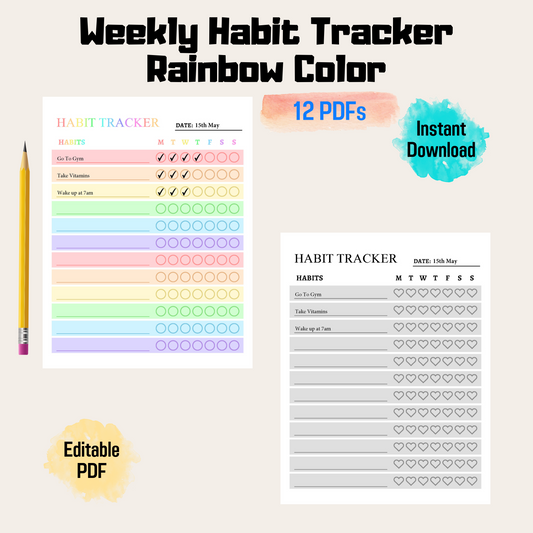 Weekly Habit Tracker 1: Rainbow Color