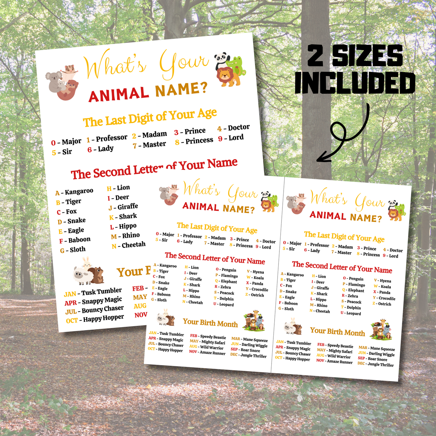 What's Your Animal Name Game | Printable Animal Name Generator