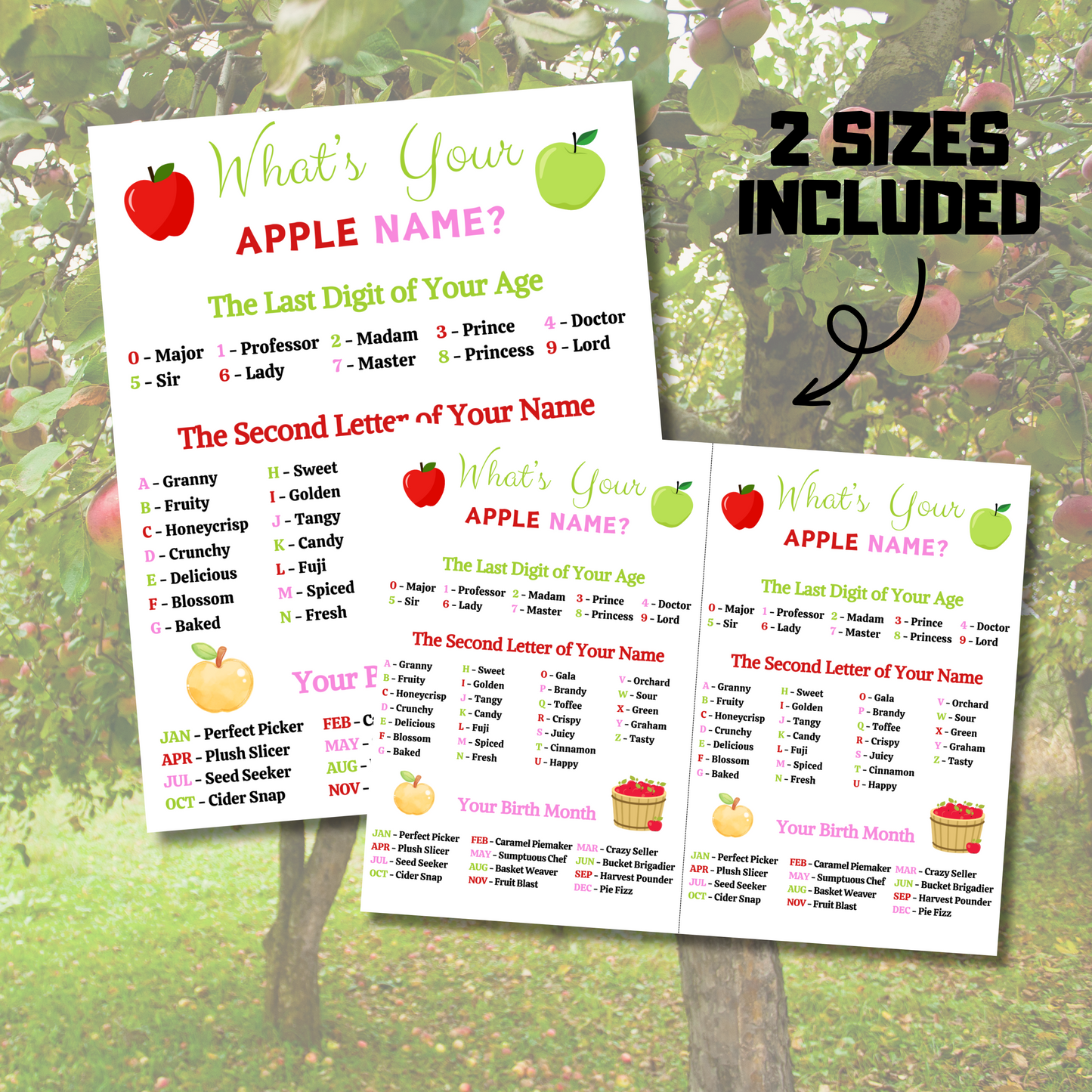 What's Your Apple Name Game | Printable Apple Name Generator