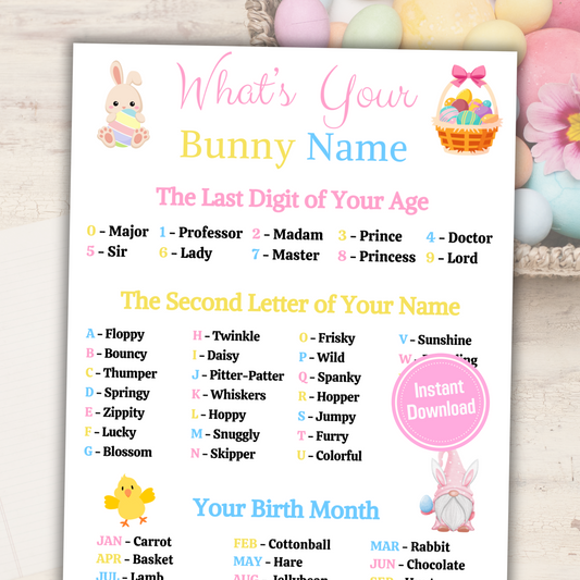 What's Your Bunny Name Game | Easter Party Hare Name Generator